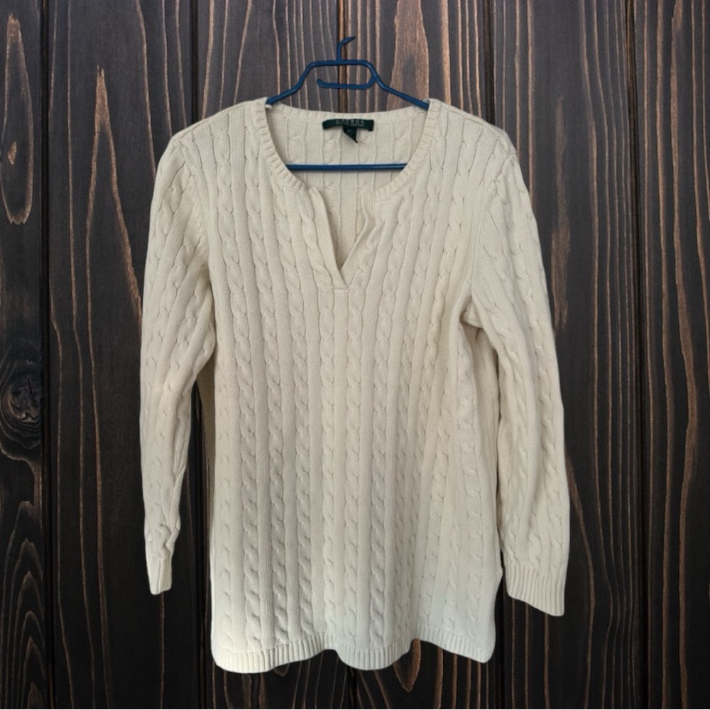 LAUREN RALPH LAUREN | Cotton Cable Knit Sweater Size 1X